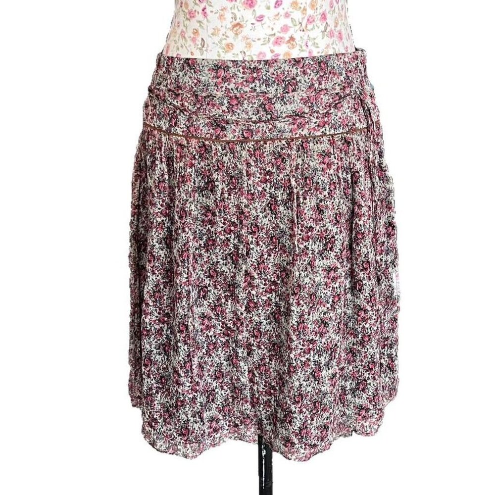 Caroll floral silk print skirt size 40  Side zipper and waist tie